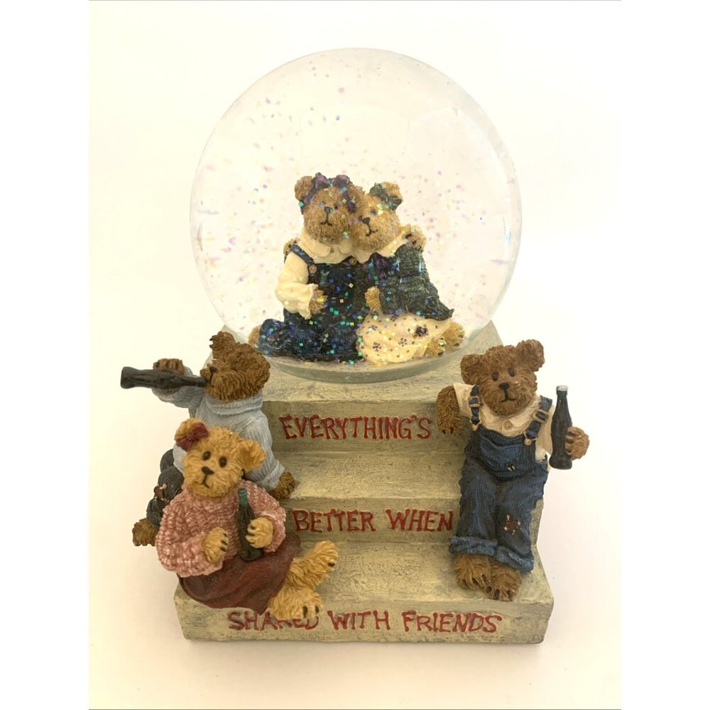 Coca-Cola Friendship Water Globe Music Box Boyds Bears 919926 Claire de Lune Vtg - Picture 1 of 12